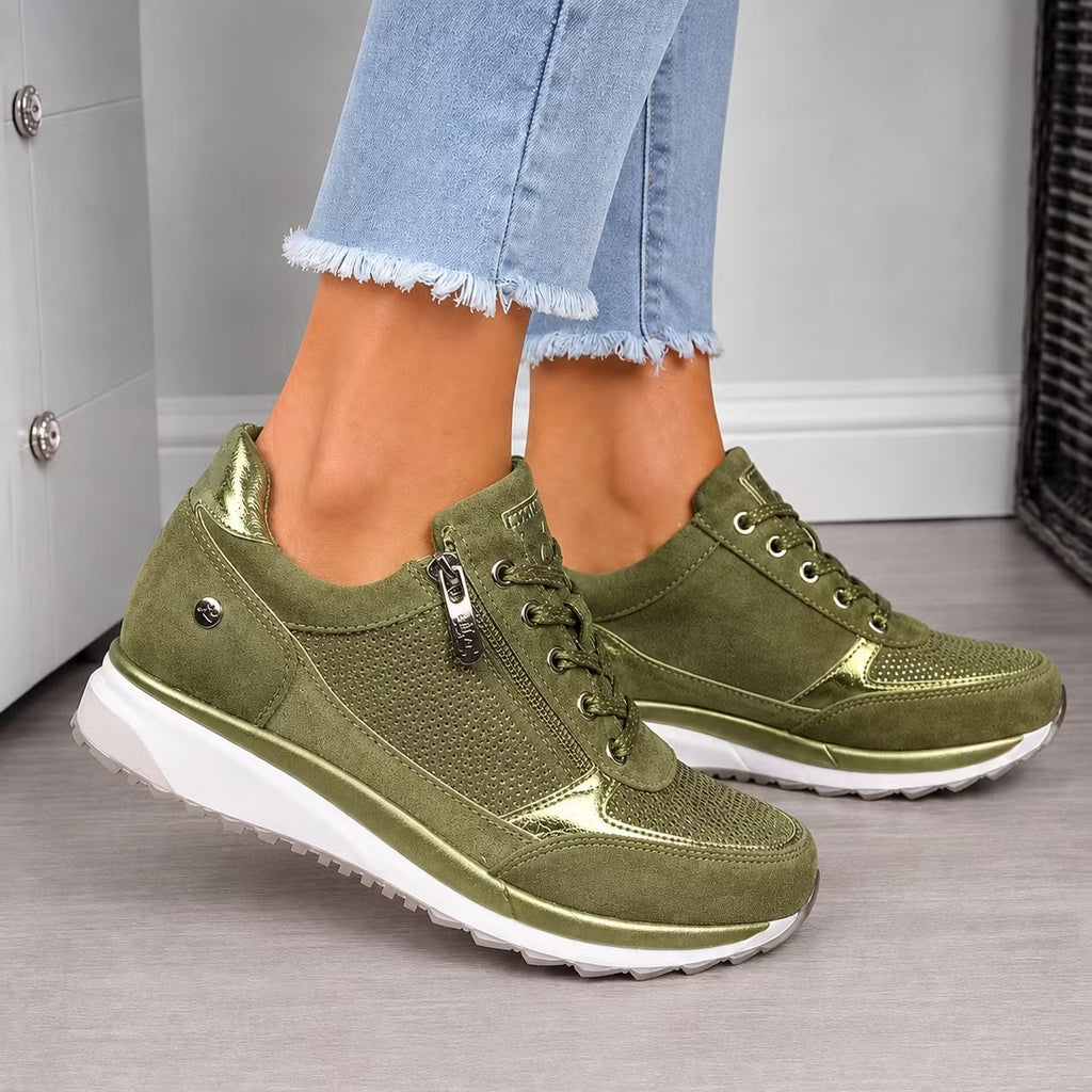 Confortia™|Zapatillas ortopédicas de cuña para mujer con cremallera