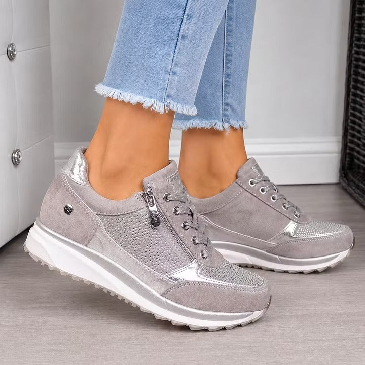 Confortia™|Zapatillas ortopédicas de cuña para mujer con cremallera