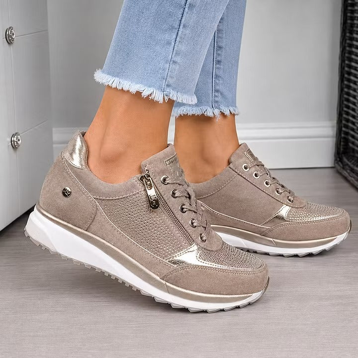 Confortia™|Zapatillas ortopédicas de cuña para mujer con cremallera
